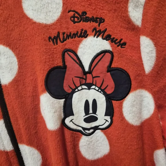 Disney Minnie Mouse Polka Dot Red and White Hooded Jumpsuit - Picture 2 of 5